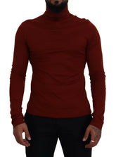 Dolce & Gabbana Maroon Cotton Turtle Neck Zip Sweater -   -  Dolce & Gabbana.